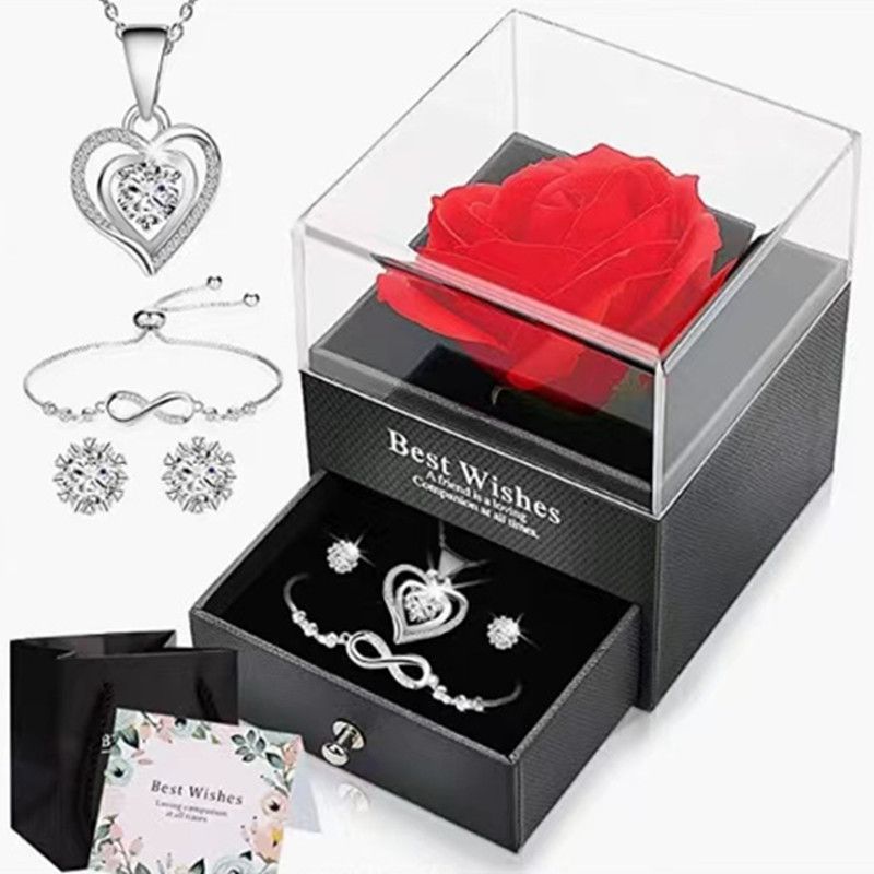 Conjunto de joyas para mujer, joyería de moda muy vendida, pulsera con forma de 8, collar de plata de ley con forma de corazón de océano, conjunto de aretes para mujer_voghion.com
