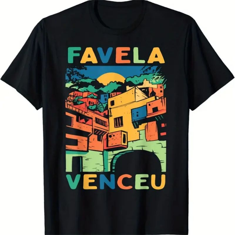 T-shirt artistica Favela Rio De Janeiro Brasile._voghion.com