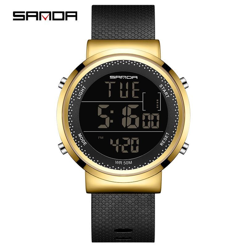 Digital Sports Watch With LED Backlight, Waterproof 30M, Lightweight Alloy Case, Durable Mesh Strap, Unisex Minimalist For Casual Active Lifestyle_voghion.com