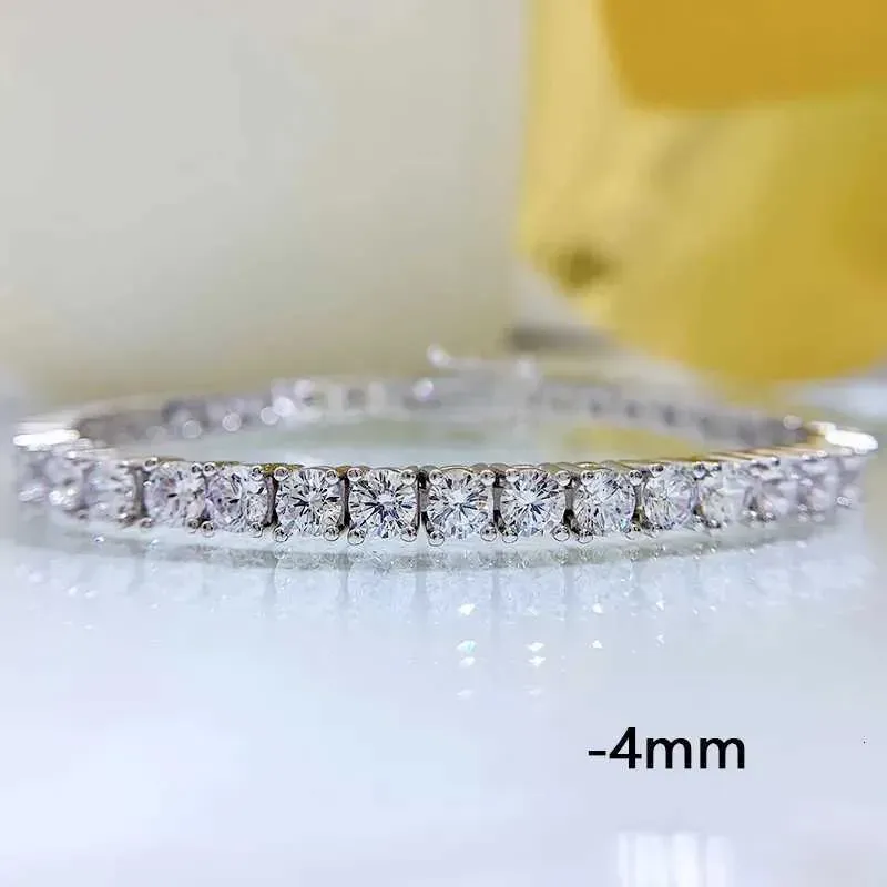 Bracciale alla moda con diamanti Moissanite da 4567 mm, 100 braccialetti da sposa in vero argento sterling 925 per donna_voghion.com