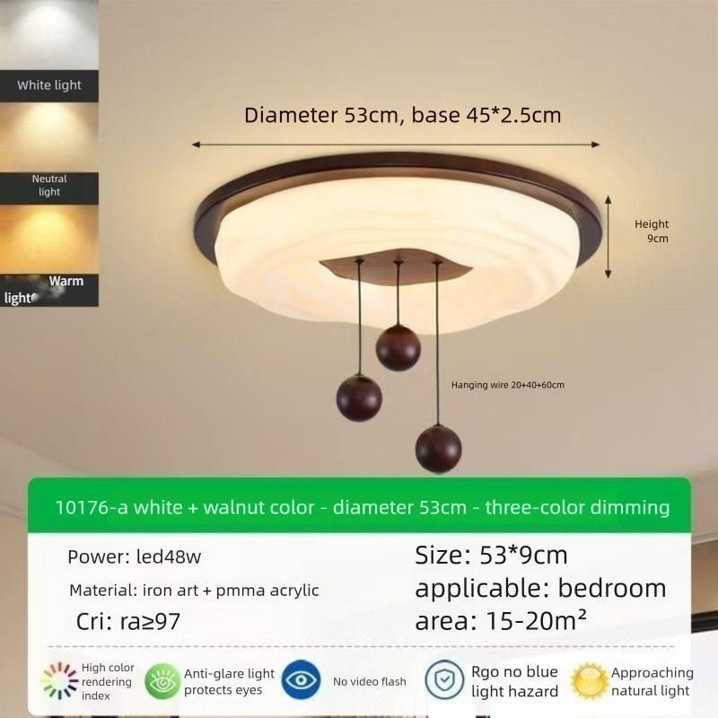 Ceiling Walnut Wood Mid-French Cream Style Creative Master Bedroom Children's Room Lamp_voghion.com