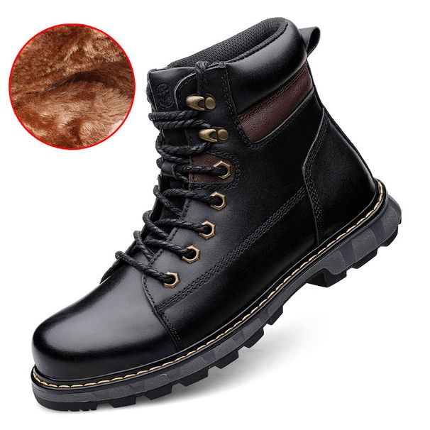Martin Boots Men's High-top Style First-layer Tooling Boots Trendy Boots Black Leather Boots Men's Shoes_voghion.com