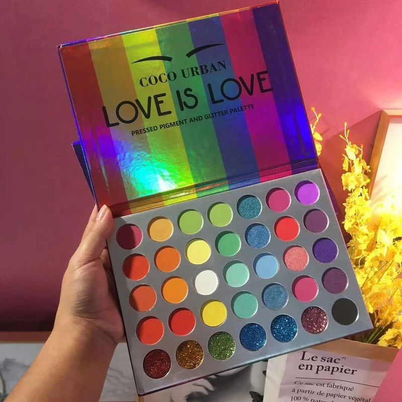 Rainbow LOVE35 Farb-Make-up-Palette mit wasserfestem Glitzer_voghion.com