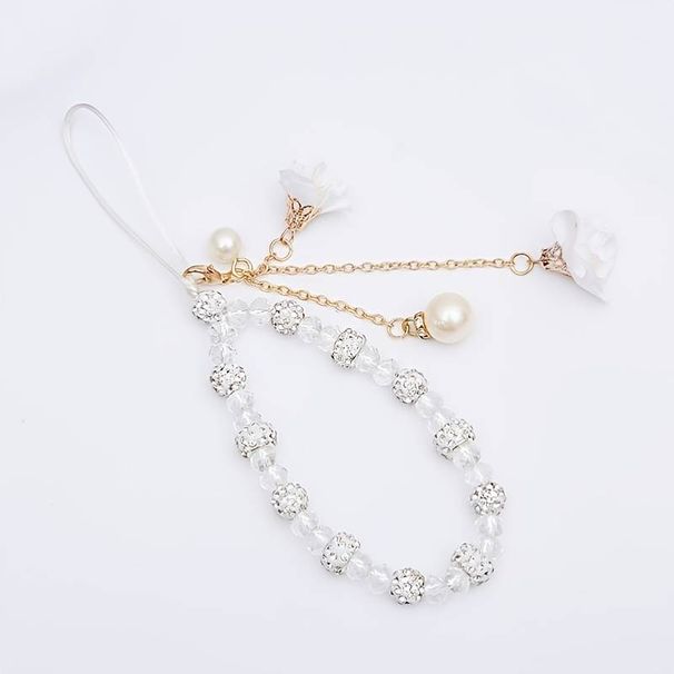 Vacker kristallblomma-snodd för telefonrem, charmkedja, knut, mobiltelefonsnodd, nyckelring, kvinna, flicka, väska, kamerahänge för fodral_voghion.com