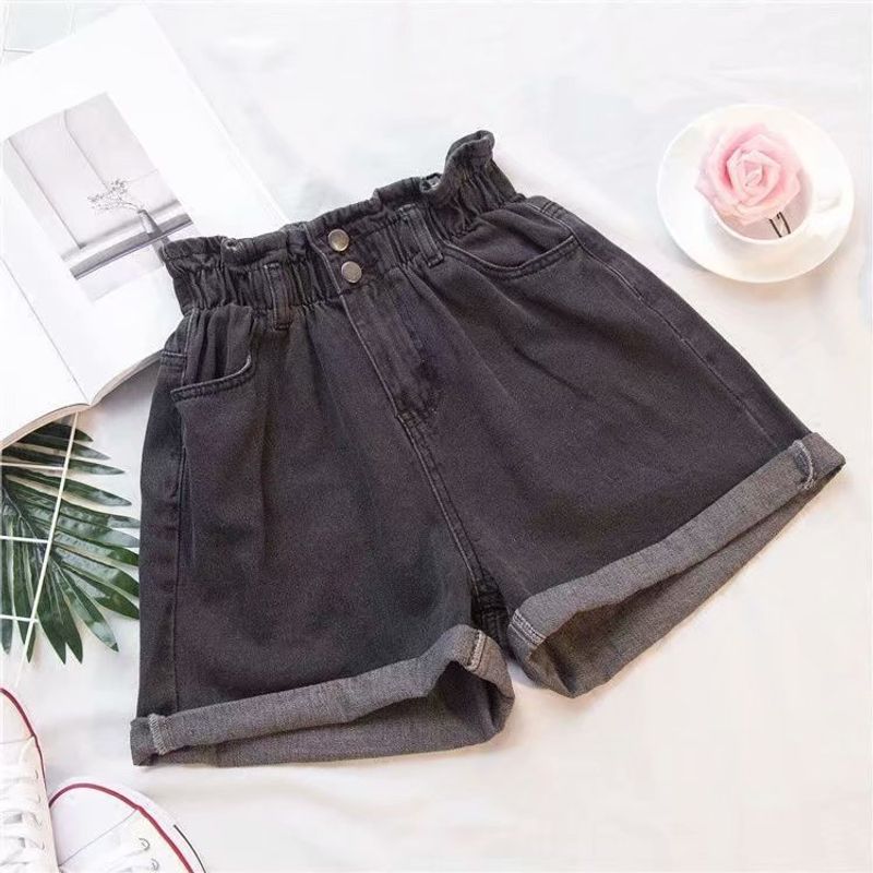 Women's Clothing Thigh Thick Denim Shorts For Women Large Size Fat Mm Elastic Waist Slim Loose Wide Leg A Line Hot Pants Trendy Women_voghion.com
