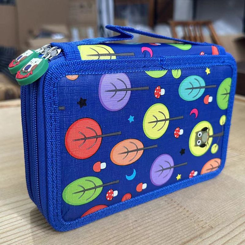 Wooden Colored Pencil Case Holder For 32/52/72 Pencils - Portable Art Supplies Organizer With 2/3/4 Layers, Blue & Pink Options, Ideal Gift For Kids_voghion.com