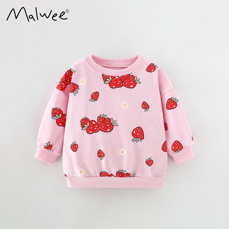Malwee Girls' Sweatshirt Autumn New Pullover Stylish Printed Round Neck Children's Top_voghion.com