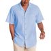 Herrenbekleidung Hemd Herren Casual Kubanischer Kragen Kurzarmhemd Button-Down Baumwolle Sommer Strandurlaub Hawaiihemd Männer_voghion.com