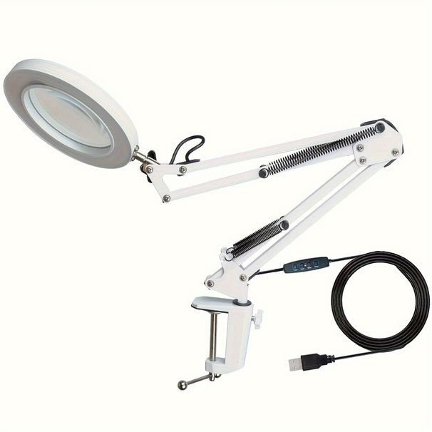 1 Stéck laang LED-Lupp mat 3 Faarftemperaturen dimmbarer Luucht a Klammer fir Liesen, Reparaturen, Bastelen an Nähen_voghion.com