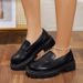 Loafer Schong Damen Nei Kleng Liederschong Déck Sohle Muffin Casual Round Head Schwaarz Déck Sohle Single Schong_voghion.com