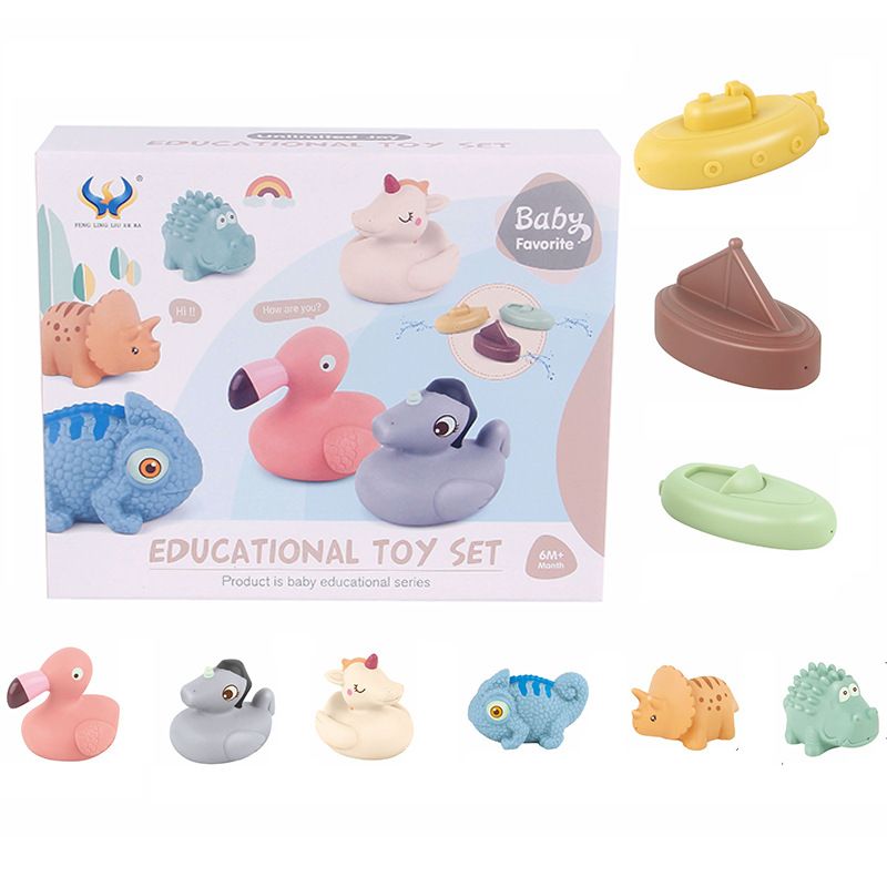 Baby Bathroom Water Toy Vinyl Can Spray Water Small Sailboat Maternal And Infant Early Education Shape Color Cognition Set_voghion.com