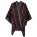 Bump color check lady fringe cape scarf Knitted shawl woman_voghion.com