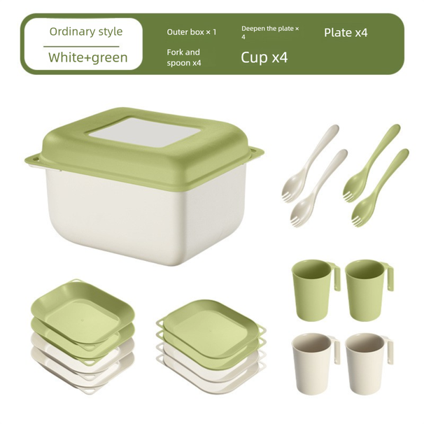 Nordic Style Outdoor Camping Stapelbare Lagerung Tragbares Mehrpersonengeschirrset Frühlingsausflug Bento Box Picknick_voghion.com