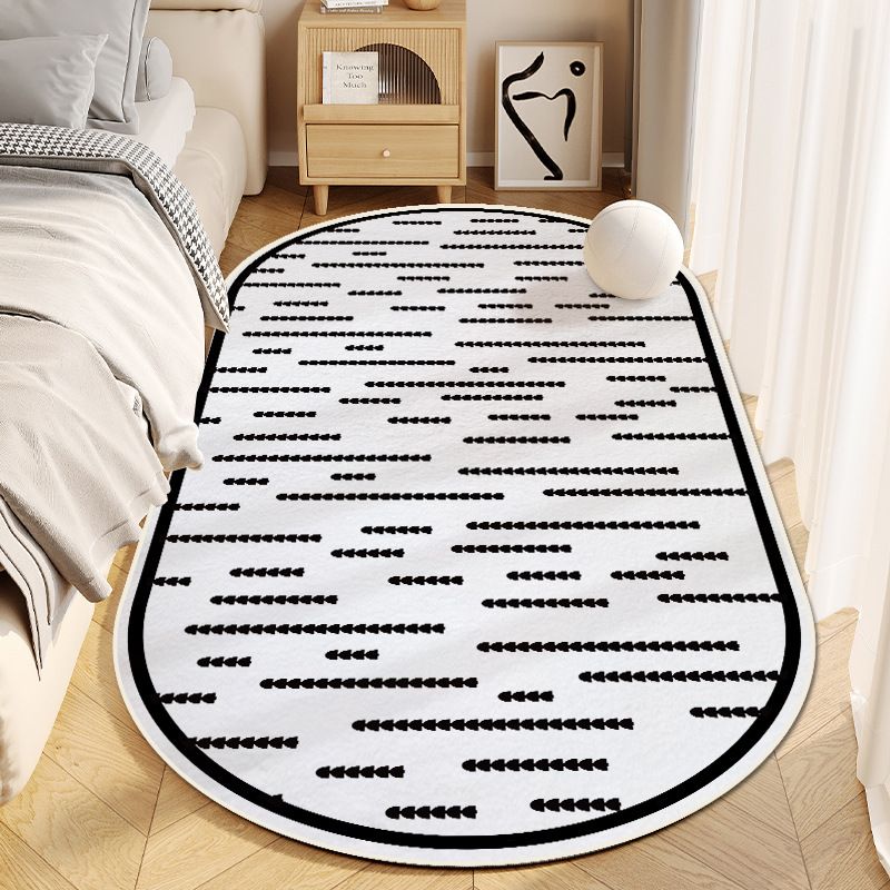Luxury Plush Rug - Modern Abstract Cream Bedside Carpet With Non-Slip Dots, Soft Polyester Fabric For Living Room & Bedroom_voghion.com