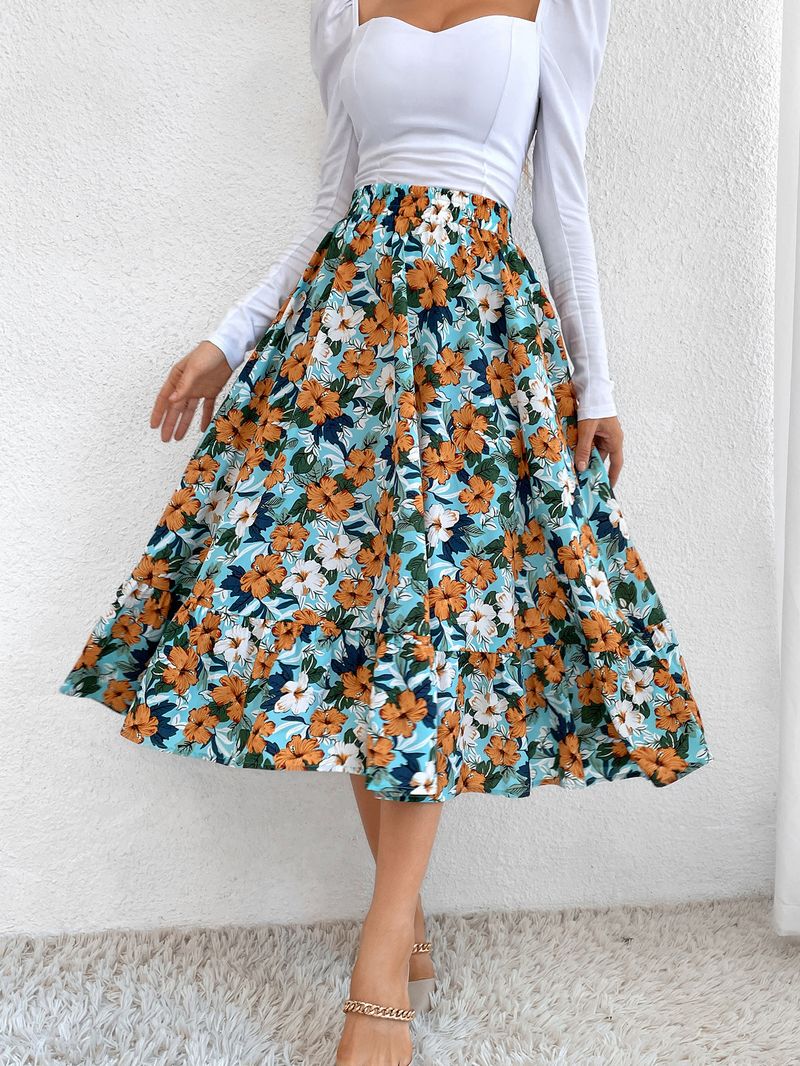 Gonna a trapezio Verve 52206#Elegante da donna, casual, midi, semplice, slim fit, alla moda_voghion.com