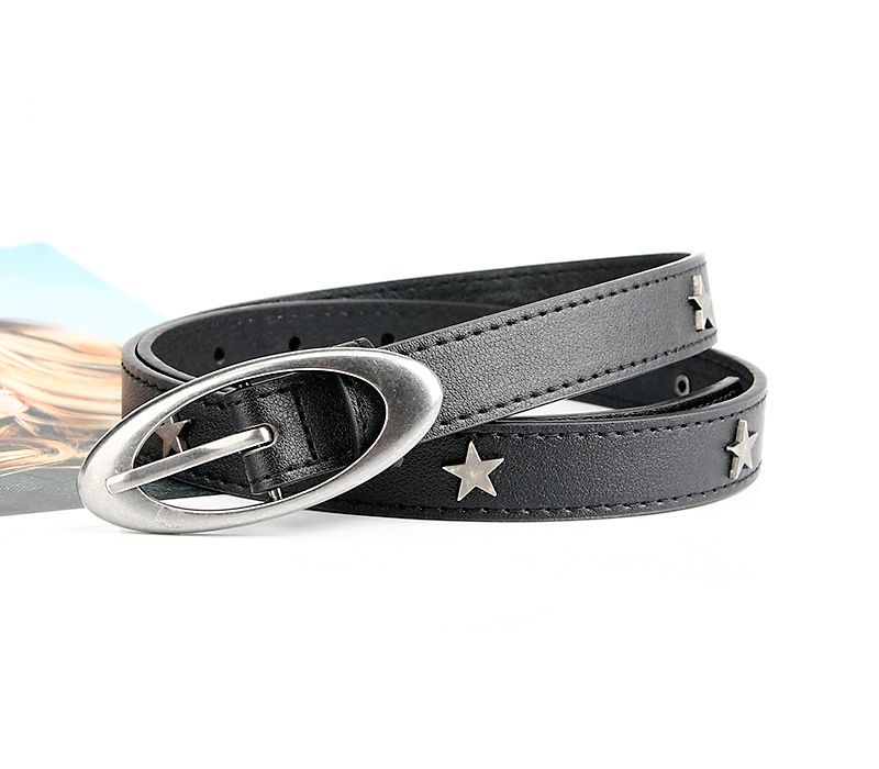 Heißes Produkt Retro schwarzer Damengürtel Halbmond Stern dekorativer Gürtel Damenmode Kleidgürtel_voghion.com