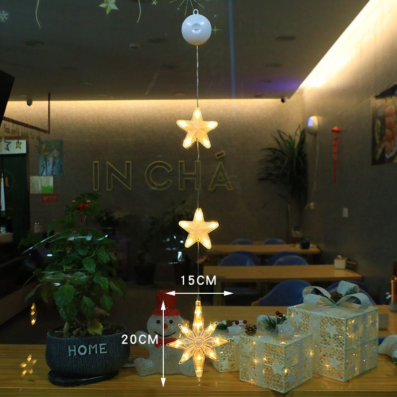 Christmas LED String Lights With Suction Cups - Festive Santa, Snowman, Star & Snowflake Decorations For Windows, Home & Holiday Atmosphere_voghion.com