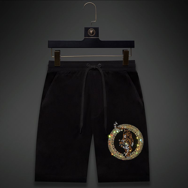 Men's Clothing Snow Fox Brothers Men's Pants New Rhinestone Tiger Loose Shorts Men's Casual Straight Couple Shorts_voghion.com