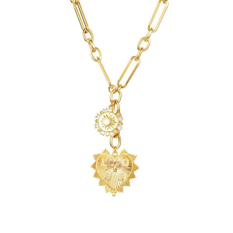 Kalter Stil, schlichtes Temperament, leichte Luxus-Pulloverkette, Schlüsselbeinkette, galvanisierte Halskette aus echtem Gold_voghion.com