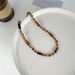 Collana da donna con pietra naturale occhio di tigre e perle, catena a strati con perline color caffè, accessorio boho chic autunno/inverno_voghion.com