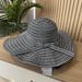 Summer New Striped Fashion Wide Sunshade Vacation Beach Sun Protection Green Women's Brim Hat_voghion.com