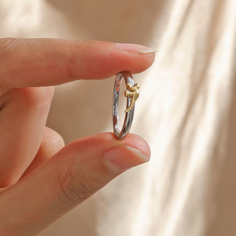 New Little Bee with Animal Elements Exquisite Plating Color Separation Ring Trend Leader_voghion.com