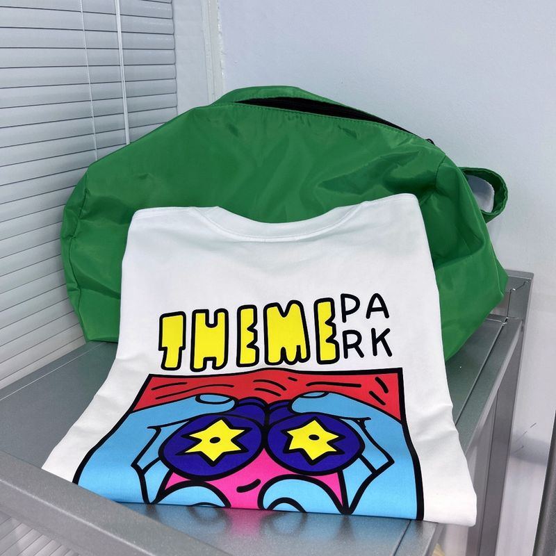Ανδρικό T-shirt με κοντά μανίκια και σχέδιο γράμμα σε στυλ ζευγαριού, μοντέρνο, ανδρικό φαρδύ T-shirt με σχέδια σε στυλ φθινοπώρου, μοντέρνο BWDAC2904_voghion.com