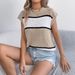 2025 Spring And Summer Contrast Color Striped Casual Loose Knitted Sweater Vacation Top Women's Clothing_voghion.com