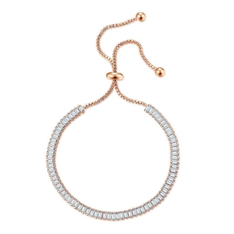 Pulsera de cristal ajustable de una sola fila de circón rectangular de moda Obuyue para mujer_voghion.com