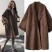 Trench oversize in misto lana per donna – Silhouette a trapezio di ispirazione coreana, cappotto lungo adatto a tutte le taglie con collo alto_voghion.com