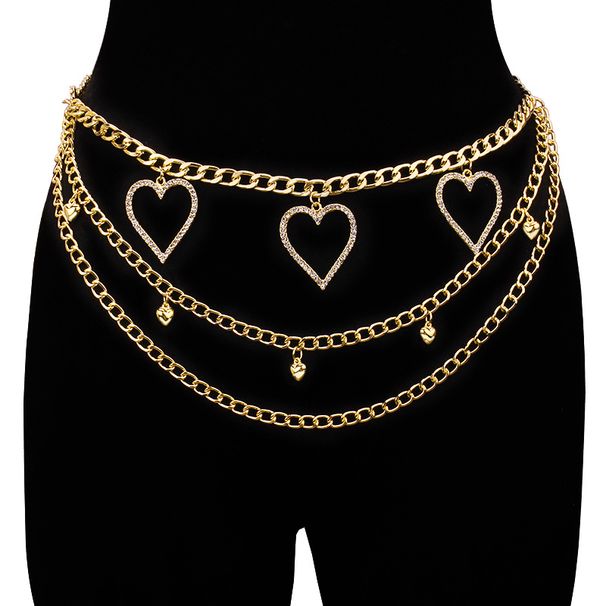New Accessories, Fashionable Trendy Chains, Versatile Women's Dia Inlaid Large Peach Heart Waist Accessories_voghion.com
