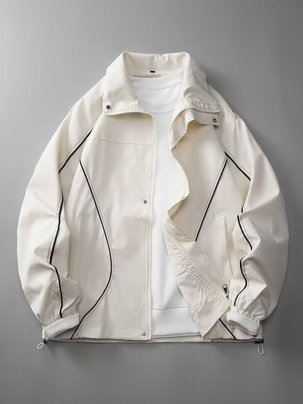 Jaka ar stāvu apkakli vīriešiem, brīva un stilīga, ūdensnecaurlaidīga, funkcionāla pavasara gadījuma daudzpusīga jaka_voghion.com