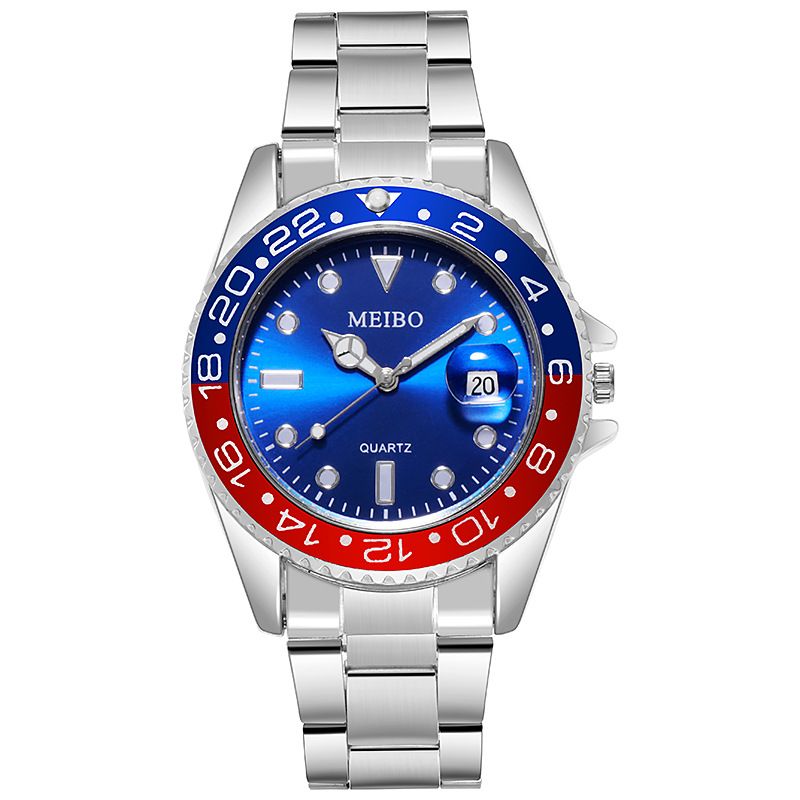 MEIBO Green Water Ghost Steel Band With Calendar High-end Quartz Watch Men's Wristwatch_voghion.com
