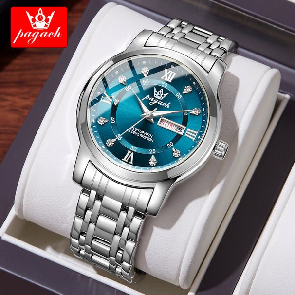Pagach Watch Men's Doubles Calendar Waterproof Luminous Quartz Watch Live Trade Cross Border_voghion.com
