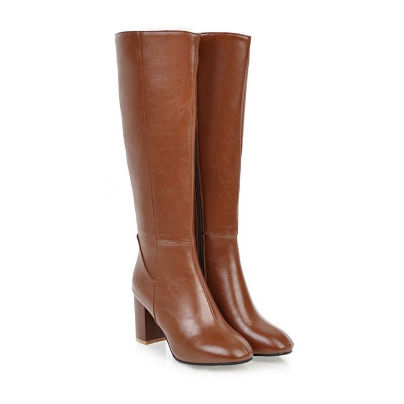 Women Rubber Retro Low Heel Mid Heel Square Toe Buckle Zipper Formal Events Outdoor Footgear Shoes_voghion.com