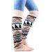 Women's mid-length knitted boots with color matching leg sets_voghion.com