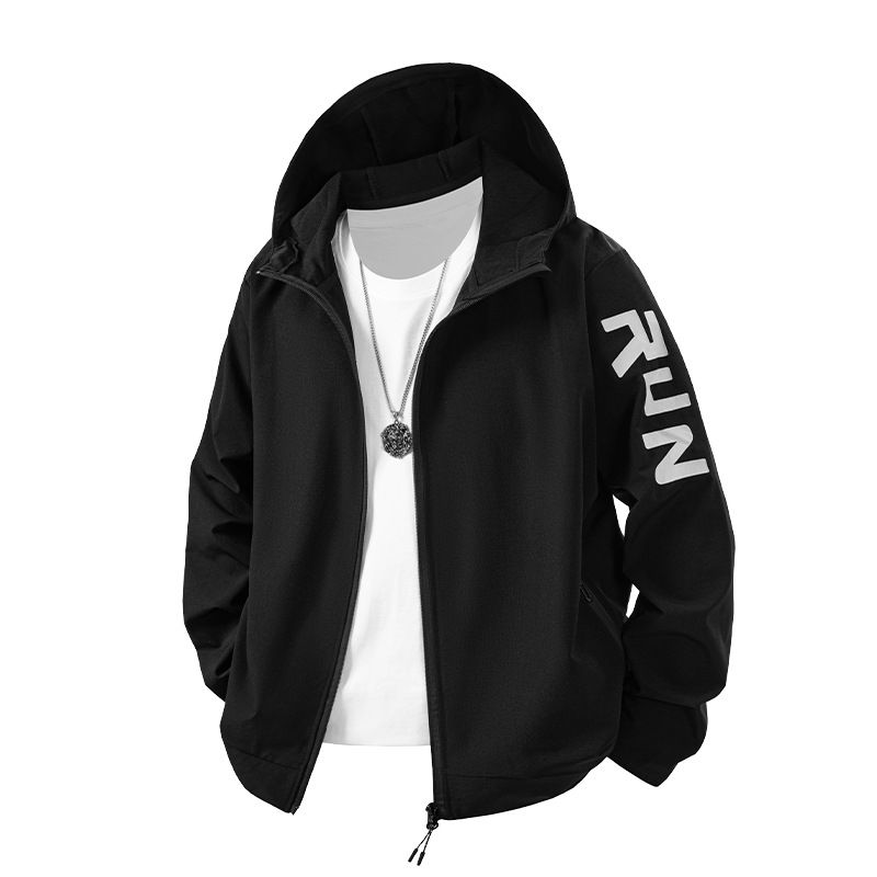 Giacca con cappuccio da uomo a maniche lunghe per la corsa mattutina all'aperto, autunno e inverno_voghion.com