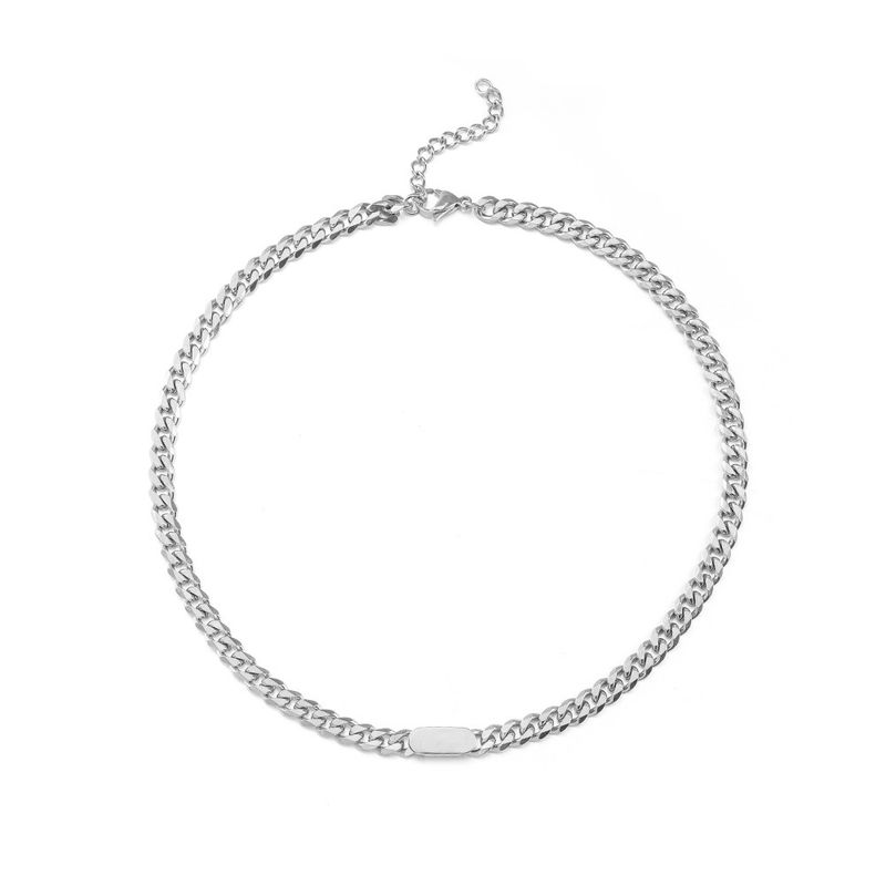 Collana con catena cubana intrecciata in acciaio inossidabile da uomo in titanio Hip Hop con incisione di coppia_voghion.com