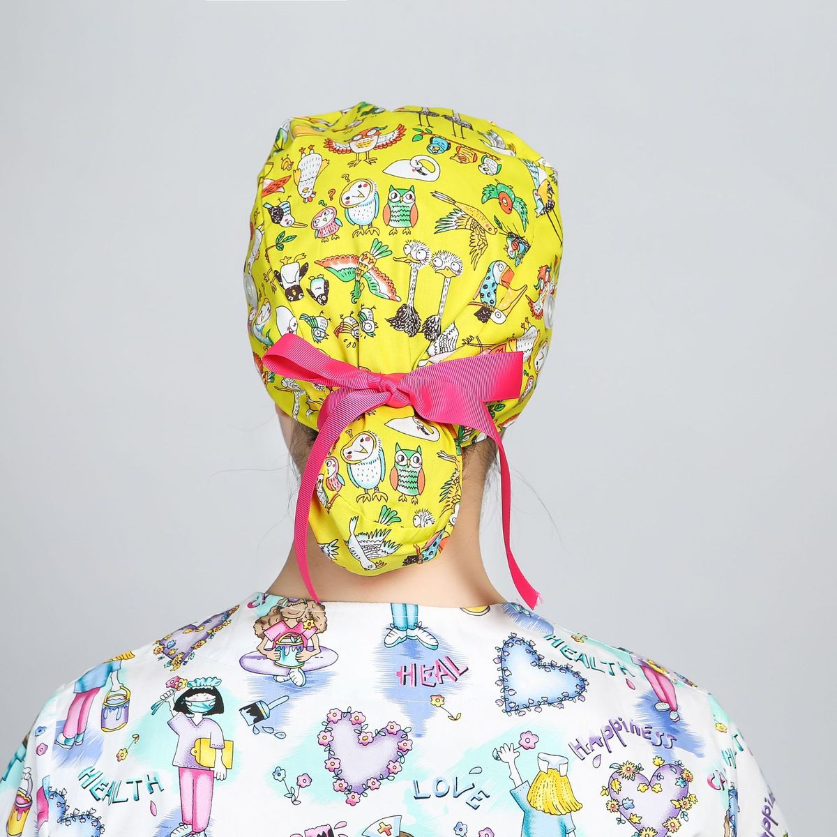 Ren bomull tryckt knapp sjuksköterska operationssalen Skönhet Stomatolog Långt hår arbetshatt_voghion.com