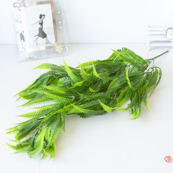 Tenture murale en gazon artificiel 5 fourches cheveux pointus herbe fougère tenture murale plante intérieure et extérieure décoration murale matériel vignes d'herbe en plastique_voghion.com