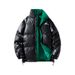 2025 New Winter Stand Collar PU Leather Men's Trendy Brand White Duck Down Puffer Jacket Couple Coat_voghion.com