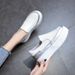 Platform-soled Little White Shoes Inner Heightening Loafers Lazy One-pedal Women's Shoes_voghion.com
