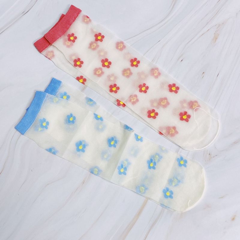 Mini Flower Sheer Socks Set Of 2 Pairs_voghion.com