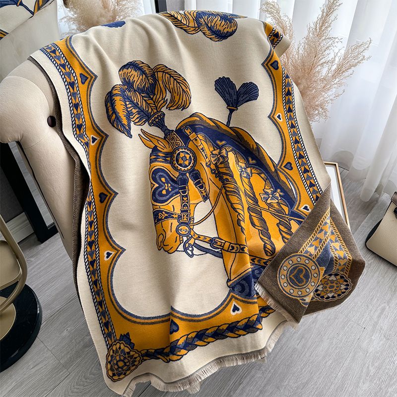 Sciarpa artistica stampata in cashmere 2024 con scialle Steed Fashion Commuting, autunno e inverno di alta qualità_voghion.com