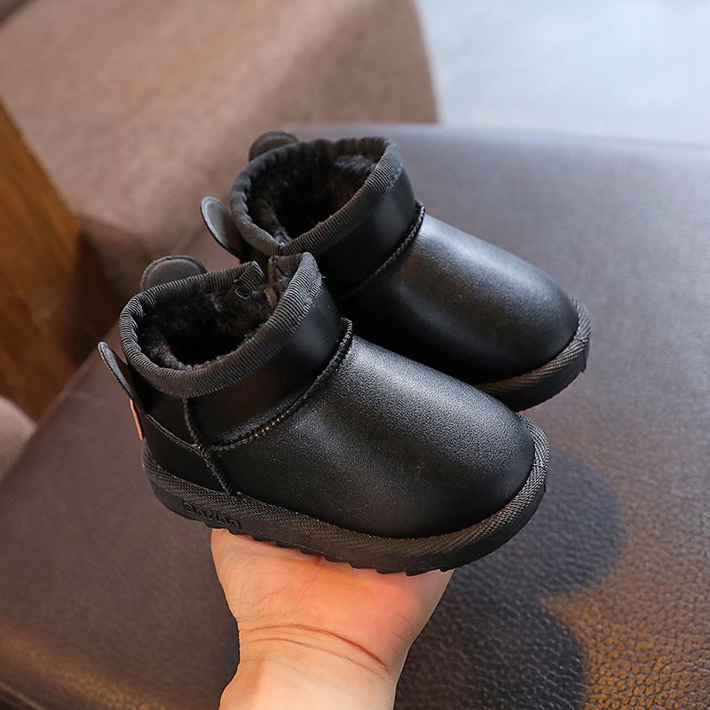 Kinder-Winterstiefel – Warme Baumwoll-Halbschuhe für Jungen und Mädchen (Schwarz/Weiß, Größen 17–28)_voghion.com