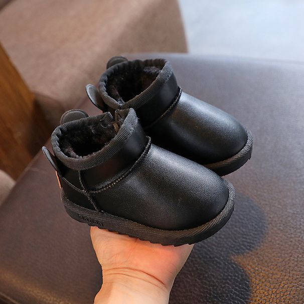 Kinder-Winterstiefel – Warme Baumwoll-Halbschuhe für Jungen und Mädchen (Schwarz/Weiß, Größen 17–28)_voghion.com