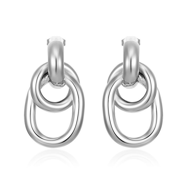 Straight Stainless Steel Wrapped Women's Multi-layer Plated Studs High-end Earrings_voghion.com