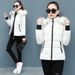 Women's Winter Jacket With Detachable Faux Fur Collar, Slim Fit Short Padded Coat, Thickened Warm Quilted Outerwear Petite Casual Office Style_voghion.com