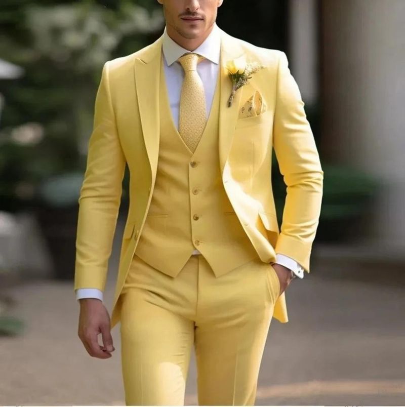 Men's Clothing Handsome Men's Suit Three Piece Suit Solid Color High End Temperament Banquet Business Slim Fashion Suit_voghion.com