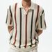 Men's Short Sleeve T-Shirt Summer Simple Designer Geometric Color Block Striped Crew Neck Knit Mature Style Top_voghion.com